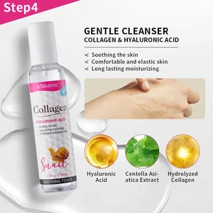 Dettagli ingredienti del toner lenitivo al collagene di lumaca e guida al passaggio 4.