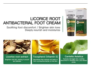 Detailoverzicht ingrediënten antibacteriële voetcrème: zoethout, vitamine E, centella