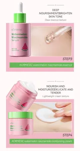 Detailed texture guide for KORMESIC watermelon niacinamide serum and face cream set