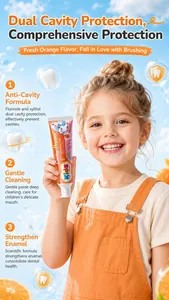Pasta de dientes infantil KORMESIC sabor naranja para protección de caries y esmalte