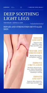 Detail view showing KORMESIC varicose veins cream benefits for smooth and soft skin