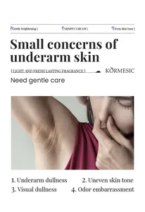 Crema ascellare KORMESIC per schiarire la pelle e controllare gli odori sgradevoli