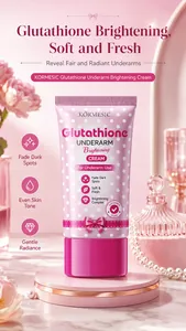Close-up of KORMESIC Glutathione Underarm Brightening Cream bottle on pink stage
