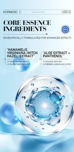 Infographic showing KORMESIC hand sanitizer ingredients like Aloe Vera and Witch Hazel.