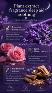 Gedetailleerd overzicht van de ingrediënten van lavendel en roos slaappleisters nachtzorg.