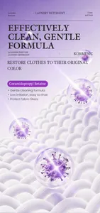 Detail view highlighting the gentle formula and fabric protection of Kormesic detergent