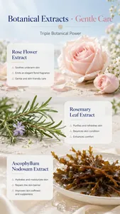 Vista dettagliata degli estratti botanici nel deodorante roll-on KORMESIC per la pelle