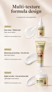 Coffret éclaircissant KORMESIC en 3 étapes avec sérum, lotion et textures crème.
