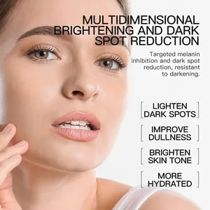 Close-up of a woman's radiant face showing skin brightening and spot reduction effects