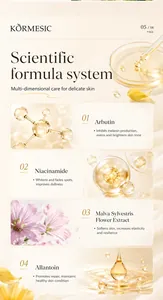 La formula scientifica del siero KORMESIC con i quattro ingredienti principali.