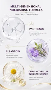 Detail showing nourishing formula ingredients: Panthenol, Allantoin, and Chrysanthellum extract