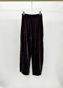 Premium deep purple velvet leisure pants featuring a soft texture and elegant sheen detail