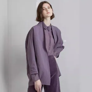 Elegant purple velvet lounge set for women with collarless open jacket and trousers