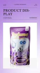 KORMESIC lavender perfume laundry detergent pouch showing expert wash formula details