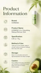 Detailed product information guide including usage and storage for makeup remover stick