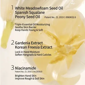 Crema de manos con fragancia de gardenia, aceites esenciales y niacinamida hidratante
