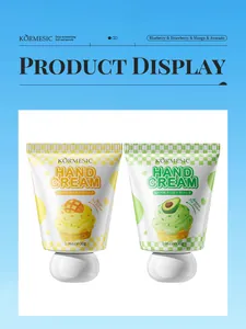 Detailansicht von KORMESIC Handcreme-Tuben mit Mango- und Avocado-Duft