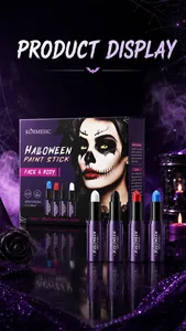 KORMESIC Halloween Gesicht- und Körpermalstifte-Set in vier Farben mit Verpackung.