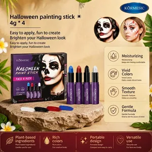KORMESIC Halloween Gesichts Körper Malstifte Set 4 Farben Blau Rot Schwarz Weiß Abwaschbar Profi Make-up Malstifte Für Party