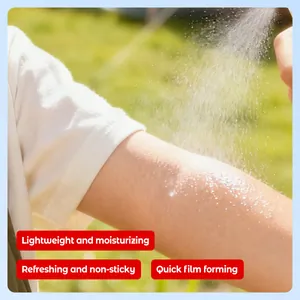 KORMESIC long-lasting mosquito repellent spray mist being applied to skin outdoors