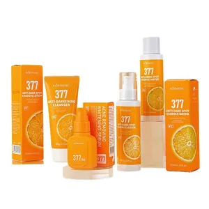 KORMESIC 377 skincare set with whitening serum cleanser and lotion on white background