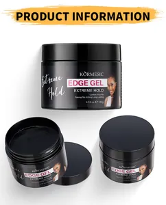Dettaglio dei barattoli KORMESIC Edge Gel per uno styling professionale e una tenuta