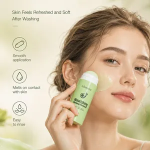 KORMESIC nourishing avocado makeup remover stick applied to a model's face in soft light