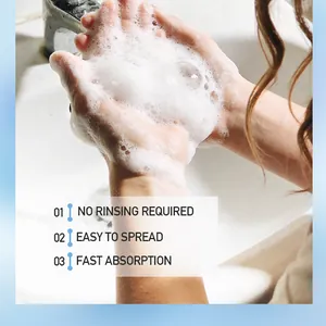 KORMESIC waterless hand sanitizer foam showing deep cleansing effect in washing scene