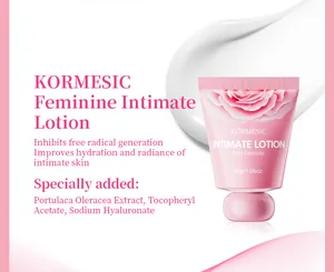 Détails de la lotion intime féminine KORMESIC avec formule douce et ingrédients clés.