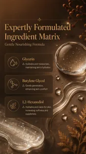Macro shot of sandalwood sleep oil ingredients showing hydrating glycerin formula