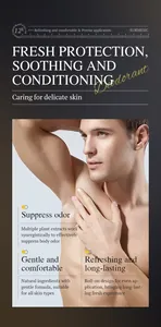Long-lasting energy deodorant roll-on for men, soothing skin formula with plant extracts