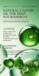 Nahaufnahme von grünen Rizinusöl und Polypeptid Tropfen für Wimpernserum Essenz Textur