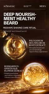 vue macro de l'essence d'huile de barbe avec extraits de polygonum et de romarin