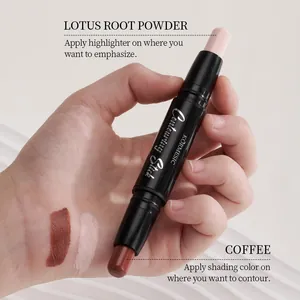 Dual-ended contouring stick with highlighter and shading colors for professional makeup