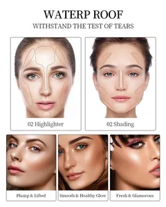 Face contouring guide showing highlighter and shading application areas for a glamorous look.