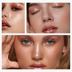 Professional dual-color makeup contour stick showing natural glowing finish on models