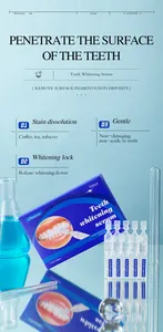 Primer plano de las ampollas de suero blanqueador dental KORMESIC en un laboratorio