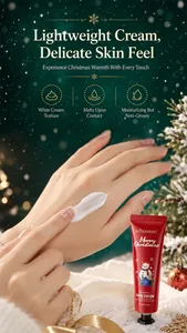 Texture de crème pour les mains bonhomme de neige KORMESIC sur tube rouge festif