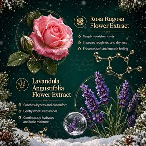 Crème mains de Noël KORMESIC aux extraits de rose et lavande pour hydratation