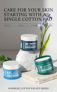 Set de cotons de soin KORMESIC à l'acide glycolique, lactique et Centella Asiatica
