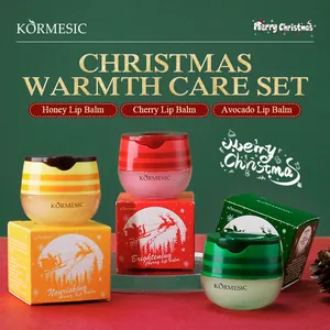 KORMESIC Christmas lip balm care set with Honey, Cherry, and Avocado moisturizers