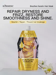 Detailed view of KORMESIC Brazilian Keratin Hair Mask pouch for repairing dryness and frizz