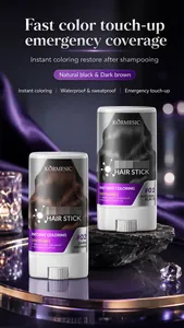Detalle de barra de color KORMESIC para retoque de cabello negro y marrón oscuro