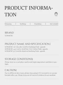 Spécifications détaillées et instructions d'utilisation des disques de coton KORMESIC.