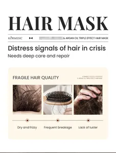 Detailed view of hair mask benefits addressing dry, frizzy, and brittle damaged hair quality