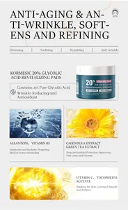 Infographie des cotons revitalisants à 20% d'acide glycolique montrant les soins de la peau