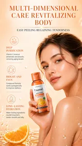 KORMESIC Vitamin C Brightening Exfoliating Lotion for body care shown with a model