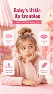 Detailed infographic illustrating common kids lip troubles like dry flaky and chapped lips