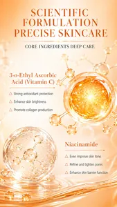 Detail view of Vitamin C and Niacinamide ingredients in exfoliating lotion