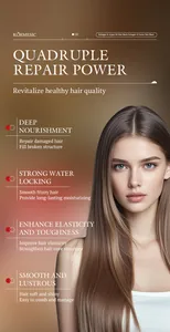 Detail view of hair mask benefits for repair, nourishment, and smooth lustrous hair.